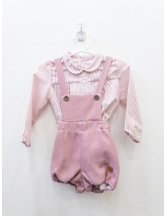 set camisa rayas rosadas y enterizo rosado