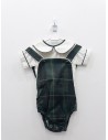 set camisa lino blanca con enterizo verde de cuadros