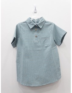 set camisa y short de cuadros celestes