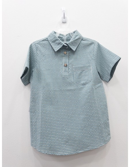 set camisa y short de cuadros celestes