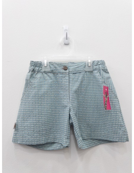 set camisa y short de cuadros celestes