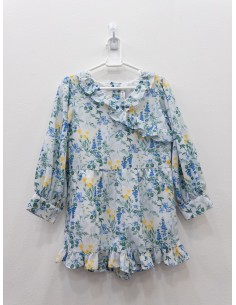 jumper blanco con flores amarillas verdes y celestes