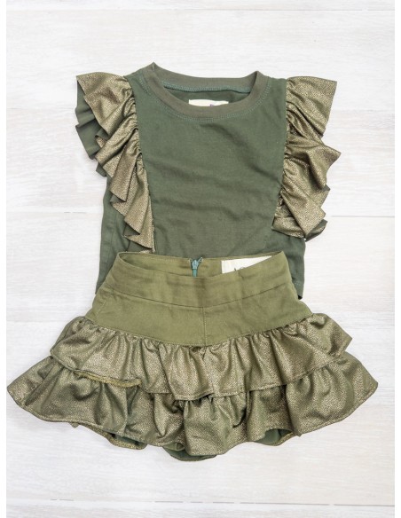 set falda y top verde militar