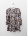 vestido beige flores azul oscuro mostaza y rosa