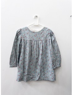 vestido manga larga turquesa con plantas bolitas concho de vino