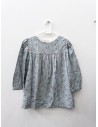 vestido manga larga turquesa con plantas bolitas concho de vino
