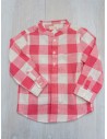 camisa lino cuadros blancos y fucsias
