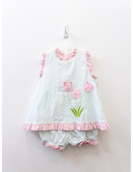 set rayas turquesas pastel y rosado