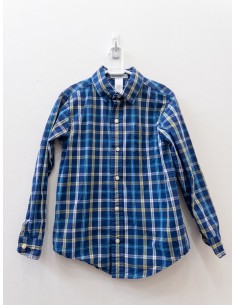 camisa azul y cuadros azules con amarillas
