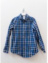 camisa azul y cuadros azules con amarillas