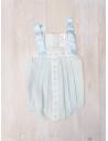 enterizo celeste con detalles blancos y cintas