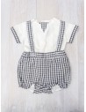set camisa blanca con romper cuadros grises con blanco