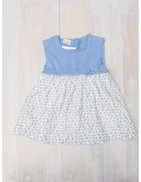 vestido falda elefantes celestes y top tejido celeste