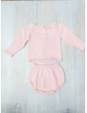 set tejido rosado cubre pañal