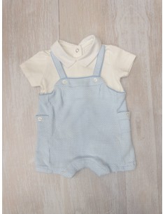 enterizo camisa blanca con romper celeste