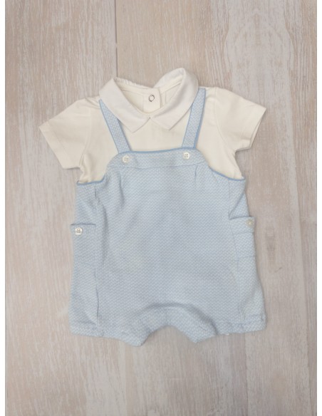 enterizo camisa blanca con romper celeste