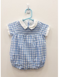 enterizo cuadros celestes con blanco