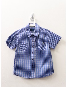 camisa manga corta cuadros azul