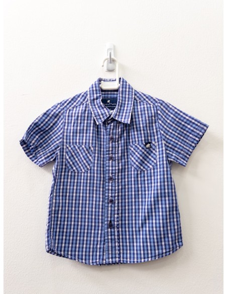 camisa manga corta cuadros azul