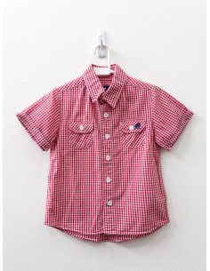 camisa manga corta cuadros rojos