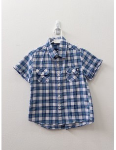 camisa manga corta cuadros azules y verdes