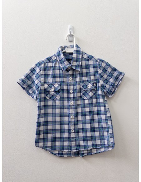 camisa manga corta cuadros azules y verdes