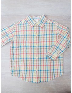 camisa manga larga cuadros amarillos, rojo, celeste, verde