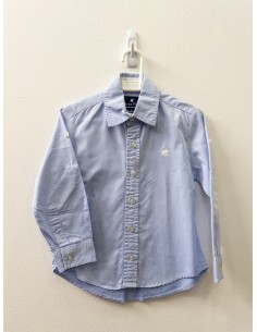 camisa manga larga celeste, manchada