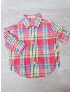 camisa manga corta rosadas con cuadros amarillo