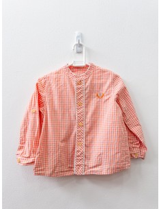 camisa manga larga cuadros naranja