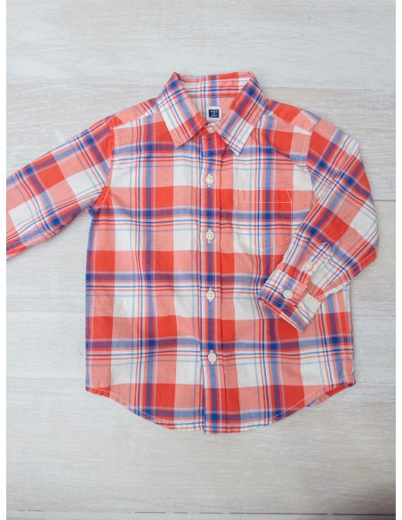 camisa cuadros y rayas azules y rojos