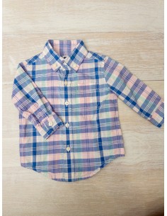 camisa cuadros lilas y azules