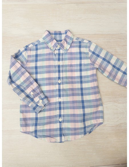 camisa cuadros lilas y azules, y menta