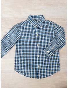 camisa cuadros azules y verdes y blanco