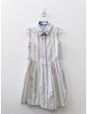 vestido blanco con rayas azul celeste salmon