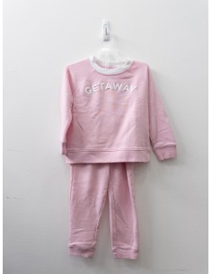 set sueter y calentado rosado con letras blancas