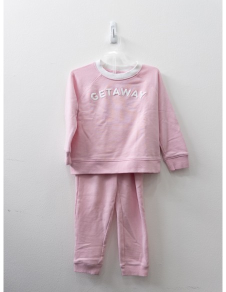 set sueter y calentado rosado con letras blancas
