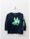 camiseta manga larga negra con conejo verde
