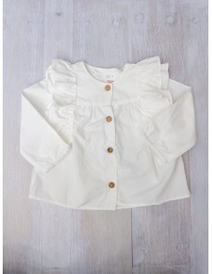 camisa manga larga de vuelos blanca