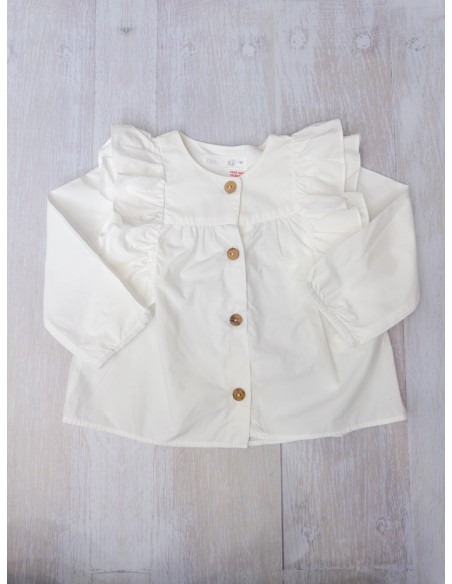 camisa manga larga de vuelos blanca