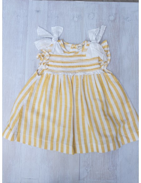 vestido rayas mostaza y blanca