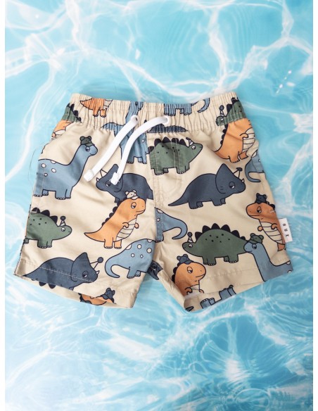 pantalon de baño dinosaurios verdes azules y naranja