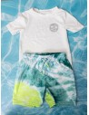 set camisa de agua blanca con pantalon debaño degrade turquesa