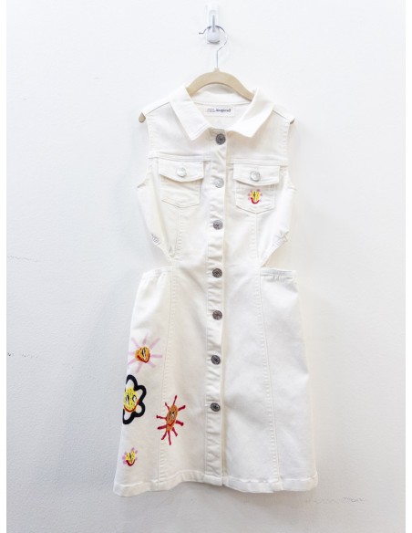 vestido jean blanco con dibujos