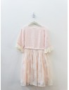 vestido rosado con encaje blanco