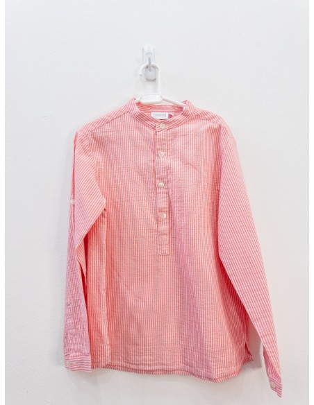 camisa rosada rayas blancas