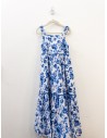 vestido largo azul con blanco