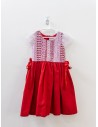 vestido rojo con detalles blancos