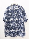 camisa lino con palmeras azules