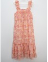 vestido naranja con rosado